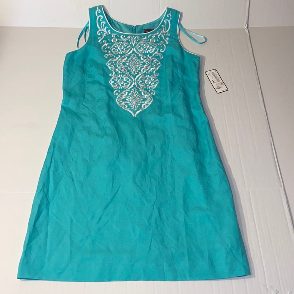Jessica Howard Aqua And White Size 8 P Sleeveless Dress